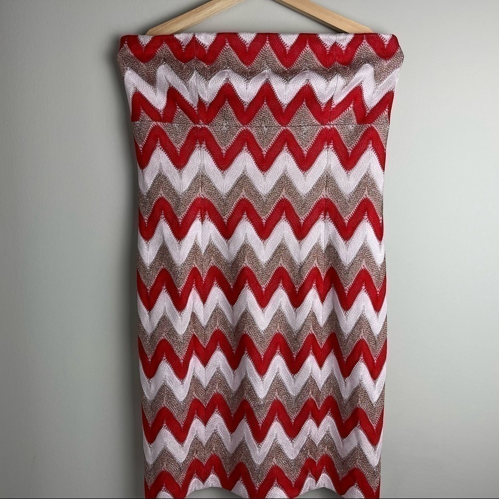 NEW Missoni Chevron Knit Zigzag Sleeveless Mini Dress in White/Red Size 46 - Picture 2 of 16